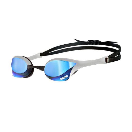 Arena Cobra Ultra Racing anteojos de natación para hombres y mujeres, azul y plateado, espejo antivaho