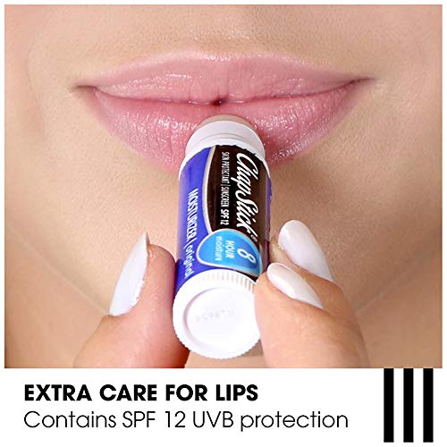 Chapstick Lip Moisturizer (Original, Cool Mint & Black Cherry Flavors, 0.15 Oz) & Skin Protectant Lip Balm Tube, Sunscreen, Spf 15 (3 Sticks)