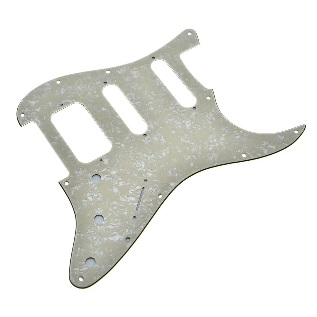 Dopro Golpeador de guitarra Strat HSS de 11 agujeros, 2 tripulaciones Humbucking Pickup Mount para American FD Stratocaster Aged Pearl