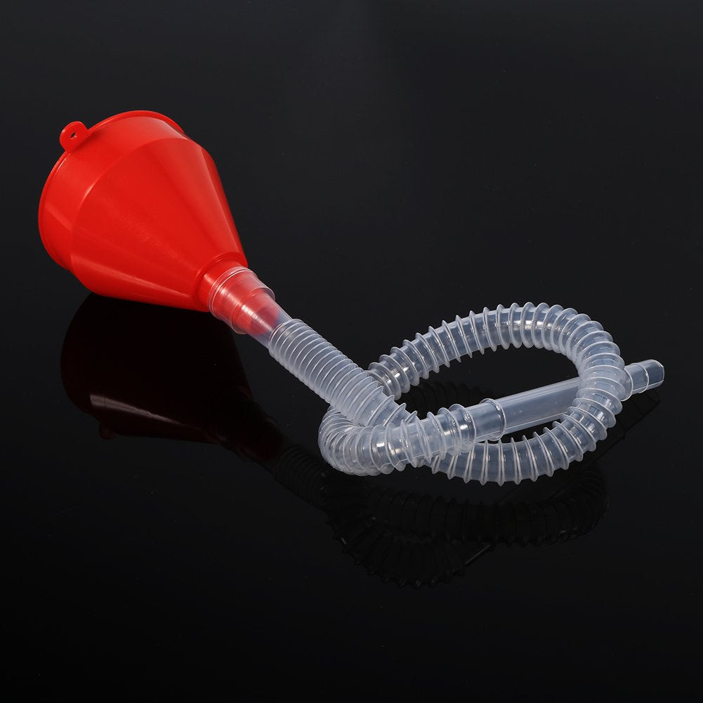 Embudo de Aceite Flexible de Plástico para Coche con Boquilla Grande y Manguera