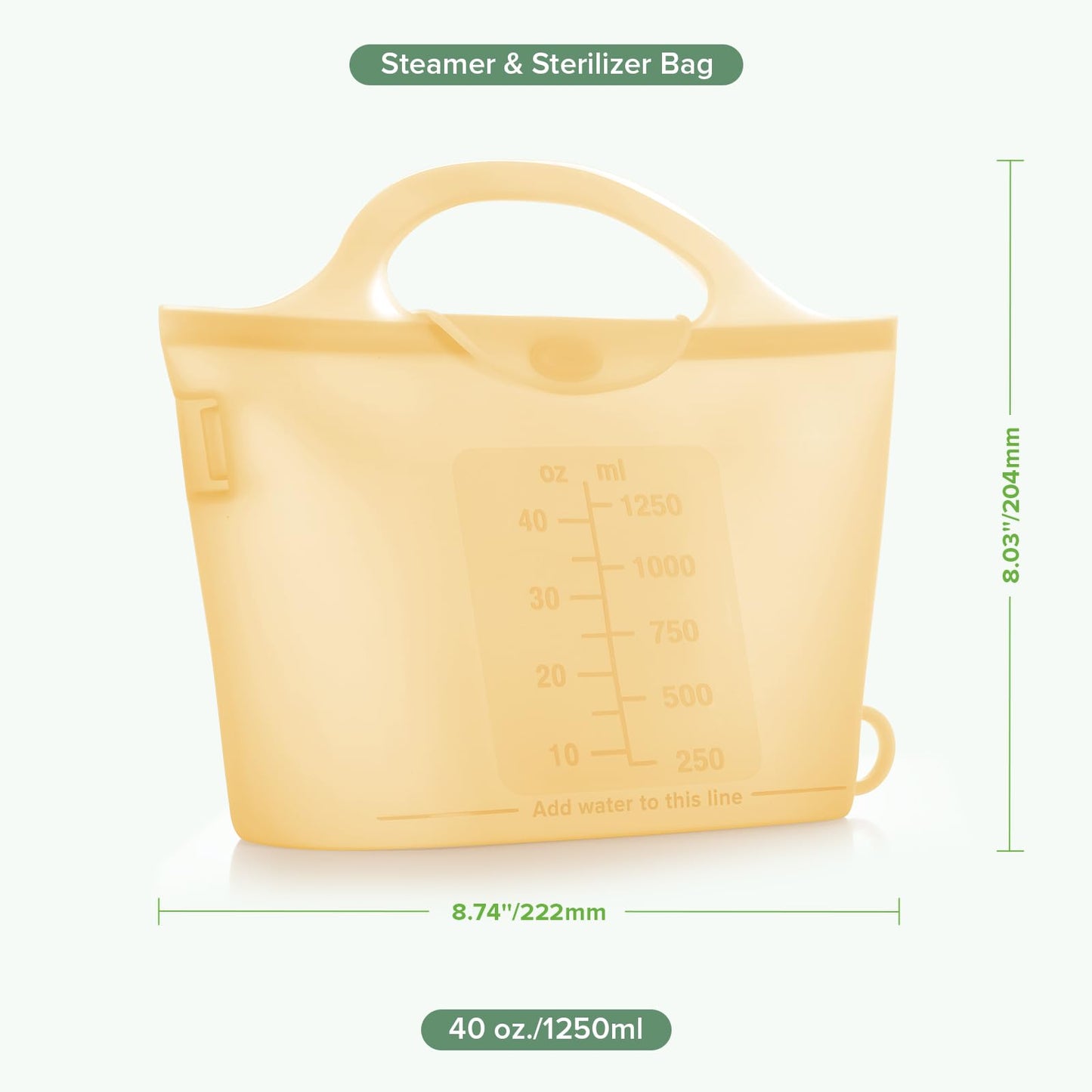 haakaa Bolsas De Silicona Reutilizables Para Esterilizar A Vapor En Microondas, De 114 G, Para Biberones, Sacaleches, Accesorios, Chupetes Y Mordedores. Piña (1 Unidad).