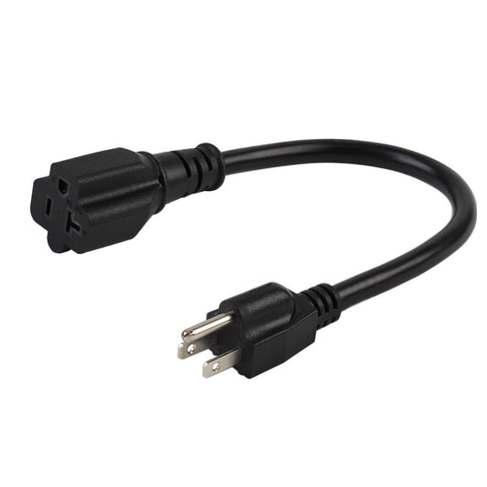 Cable adaptador de enchufe [UL Listed] 14AWG (1 pie) NEMA 5-15P a 5-15/20R (peine 20Amp T Blade) 15 Amp Enchufe doméstico a 20 Amp Cable de alimentación de CA