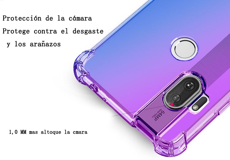 DABUNA Funda para Moto One Hyper Case Uso Rudo,Transparente Colores Degradados Protectora de Cámara Anticaída Carcasa Bumper(Púrpura Azul)