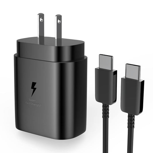 Cargador USB C de carga rápida súper tipo C con cable para Android con suministro de energía de 25W, adaptador de bloque de pared para teléfono celular compatible para Samsung LG Galaxy S21 Ultra Plus