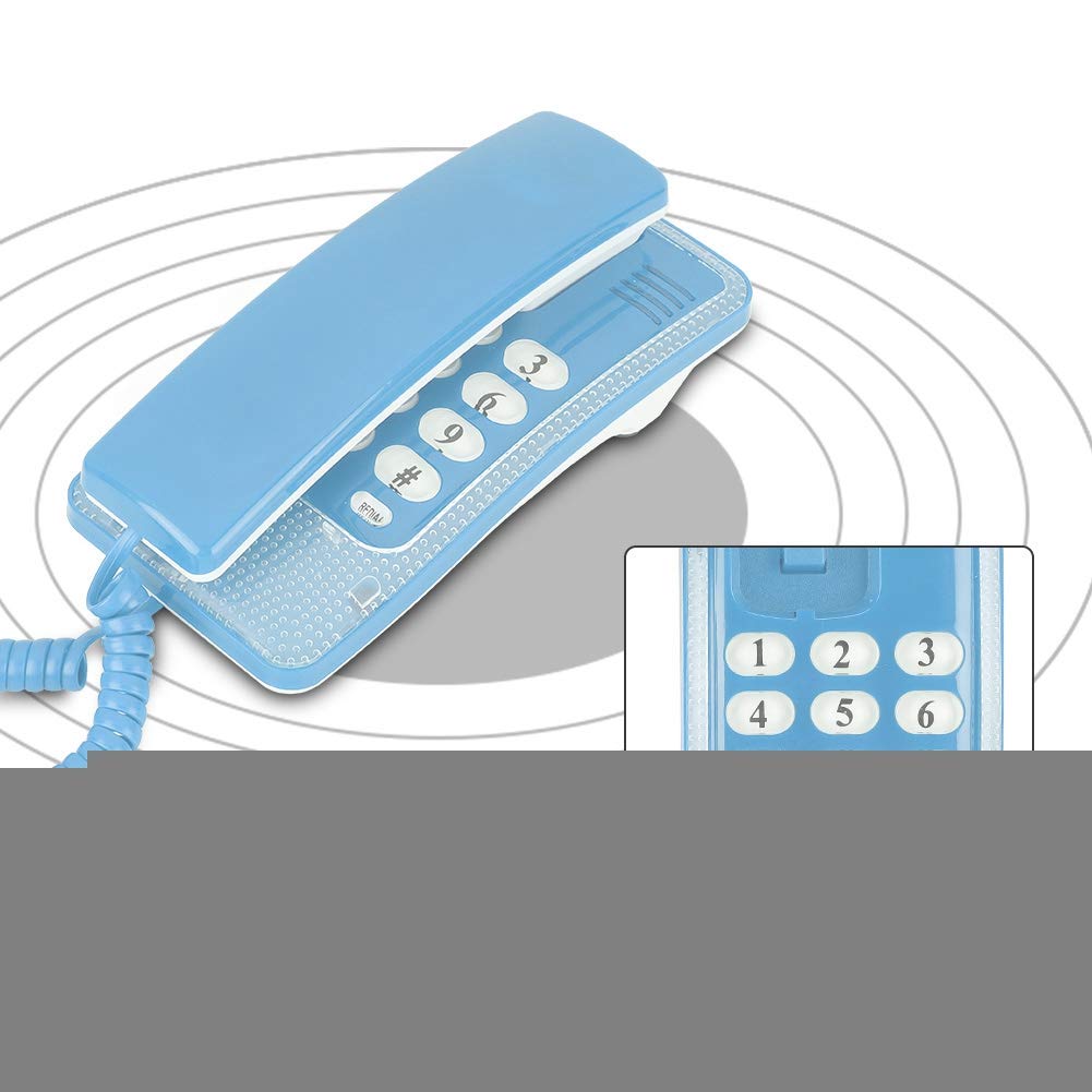 Teléfono Cableado,Teléfono Fijo con Función de Flash / Silenciamiento /Última Remarcación de Números,Teléfono de Escritorio para Casa,Oficina,Hotel(Azul)