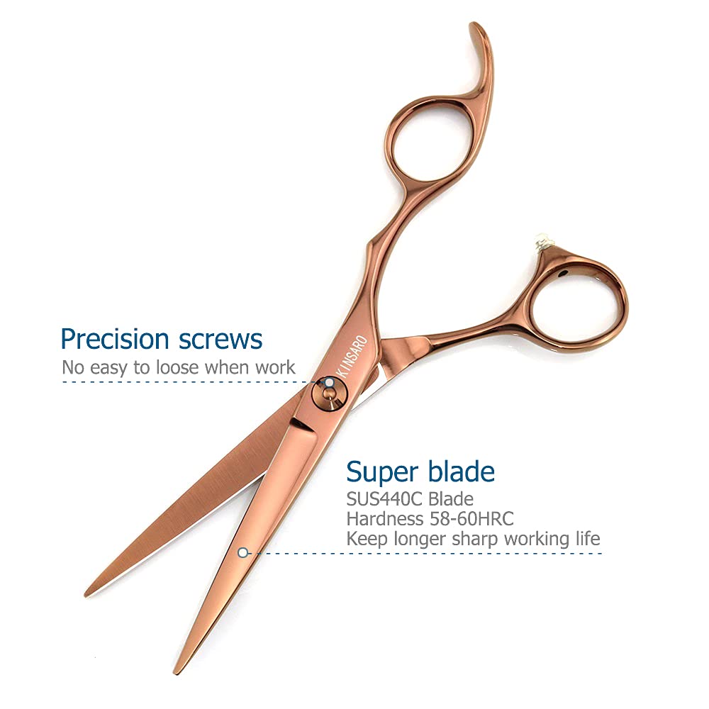 KINSARO - Tijeras profesionales de corte de pelo de 6 pulgadas - Tijeras de peluquero de borde convexo 440C