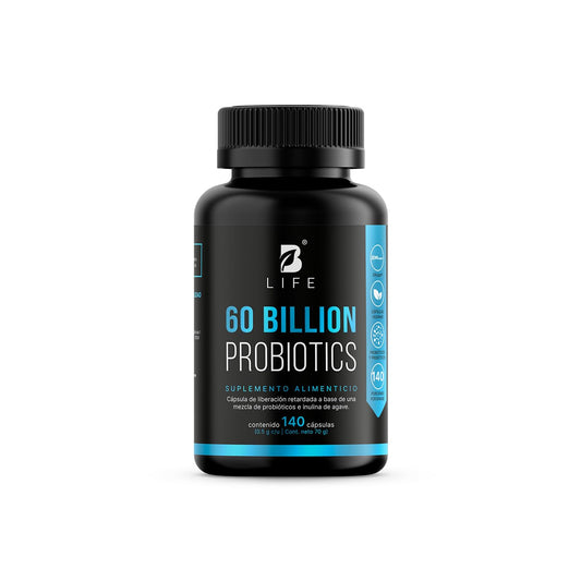 B Life Probióticos 60 Billones UFC | 140 Cápsulas | 3 Cepas De Probióticos | Liberación Retardada | Tecnología Patentada DRcaps | Adicionados Con Inulina De Agave | 60 Billion Probiotics.