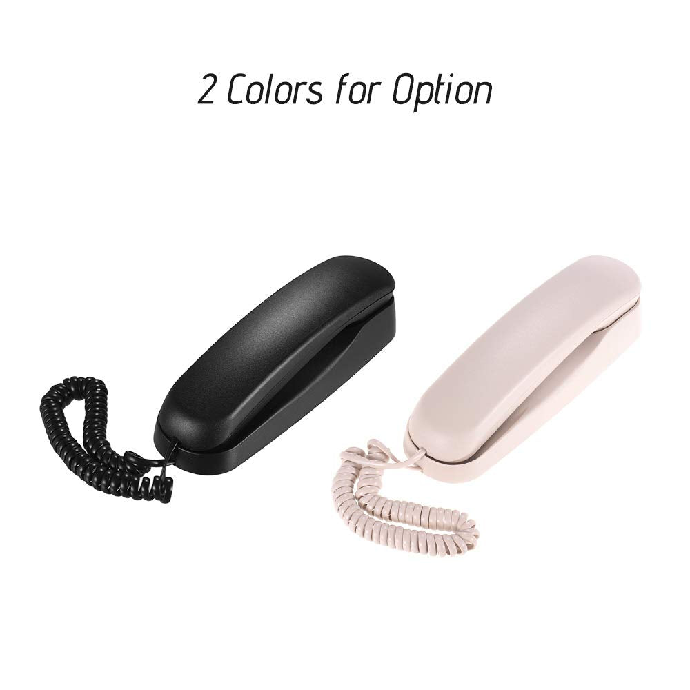 Zitainn Mini Escritorio con Cable Tel?fono Fijo Tel?fono de Pared Soporta Funciones de Silencio/pausa/espera/reinicio/flash/rellamada para la Oficina del Hotel en el Hogar Landlinephone, Re