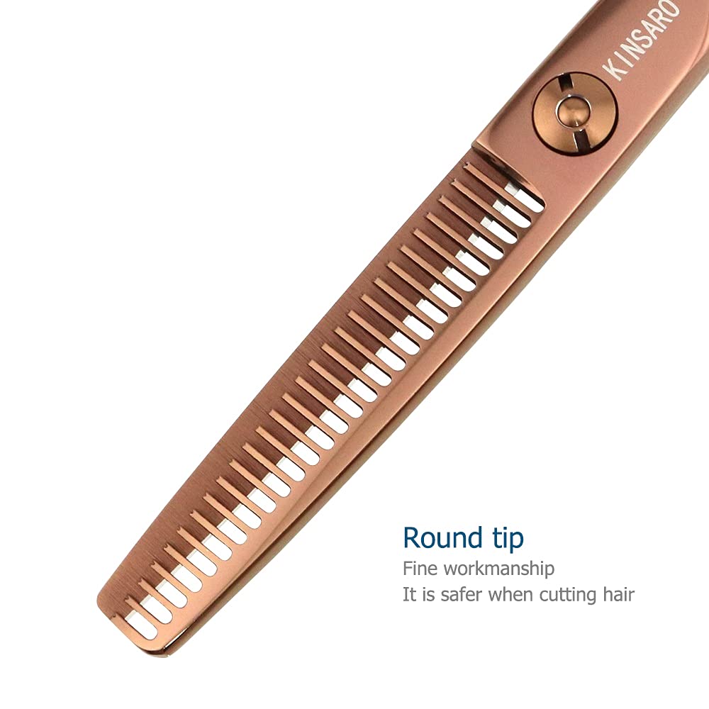 Tijeras para adelgazar el cabello de 5.5 pulgadas, tijeras para adelgazar el cabello, tijeras profesionales para adelgazar el cabello, tijeras de peluquero con borde convexo KINSARO