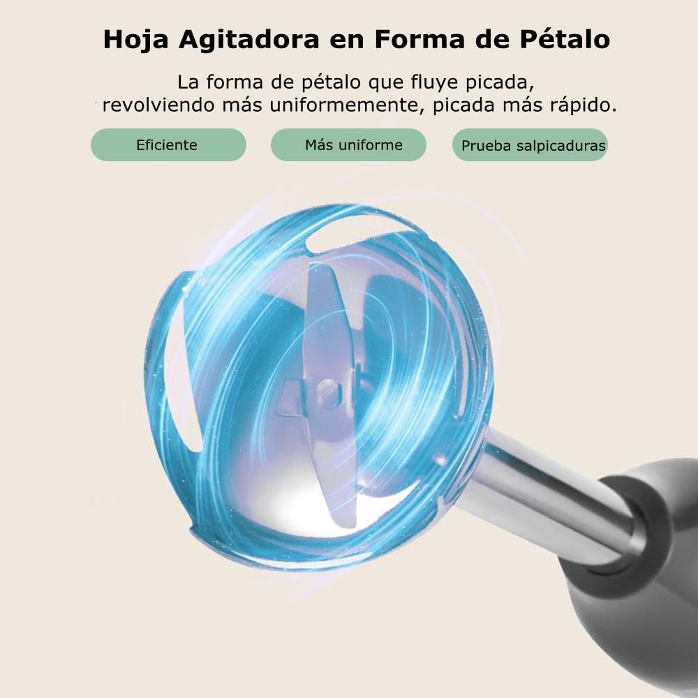 Feiniao 5 EN 1 Licuadoras de Mano, Licuadora Manual 600W, Batidora de Inmersión, Batidor de Mano con Varilla Trituradora, Taza de Molienda, Picadora de Carne, Espumador de Leche, Batidor de Huevo