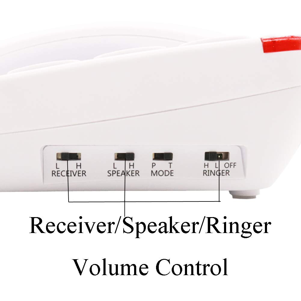 KerLiTar K-P045W - Teléfonos fijos amplificados para personas mayores con números grandes de emergencia, teléfonos con cable para ancianos con botón grande, para teléfono con cable, altavoz, escritorio de pared