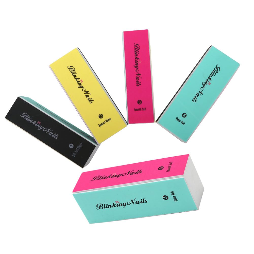 BlinkingNails Nail Buffer, Buffers de uñas, Nail Buffer Block, Nail Files and Buffers, Lima de uñas y Almohadilla Tampón, Lima de Pulido, 4 Way Nail Buffer, 4 Step Mini Natural Nail Polisher, Mini Esmalte de uñas Natural de 4 pasos, Mini Pulidora de uñas