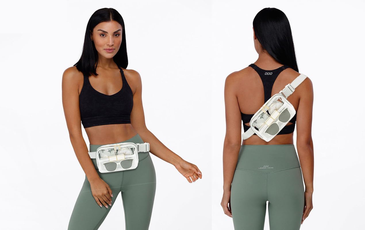 Riñonera FEIBOON Blanco Transparente Pequeña de Moda aprobada por el estadio para Mujer y Hombre