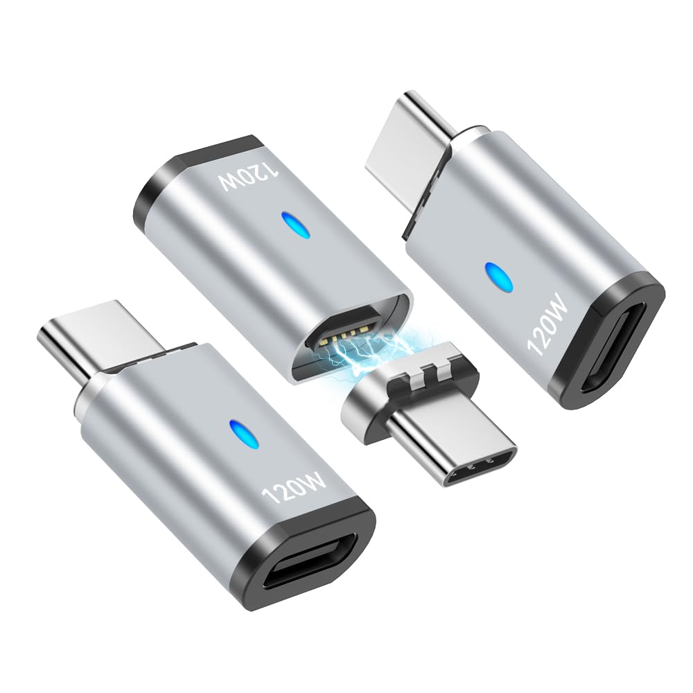 Adaptador Magnético USB C HESKUL Gris 120W 5 Pines con Transferencia de Datos 480 Mbps