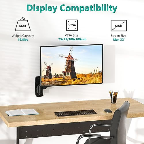 Soporte para Monitor WALI Negro Ajustable con Resorte de Gas para Pared