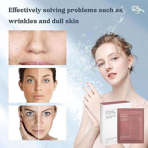 Mascarilla de Colágeno Bio - Minimiza Poros y Mejora Elasticidad - Pack de 4/8/12 Unidades - Reafirmación Facial - Mujeres y Adolescentes