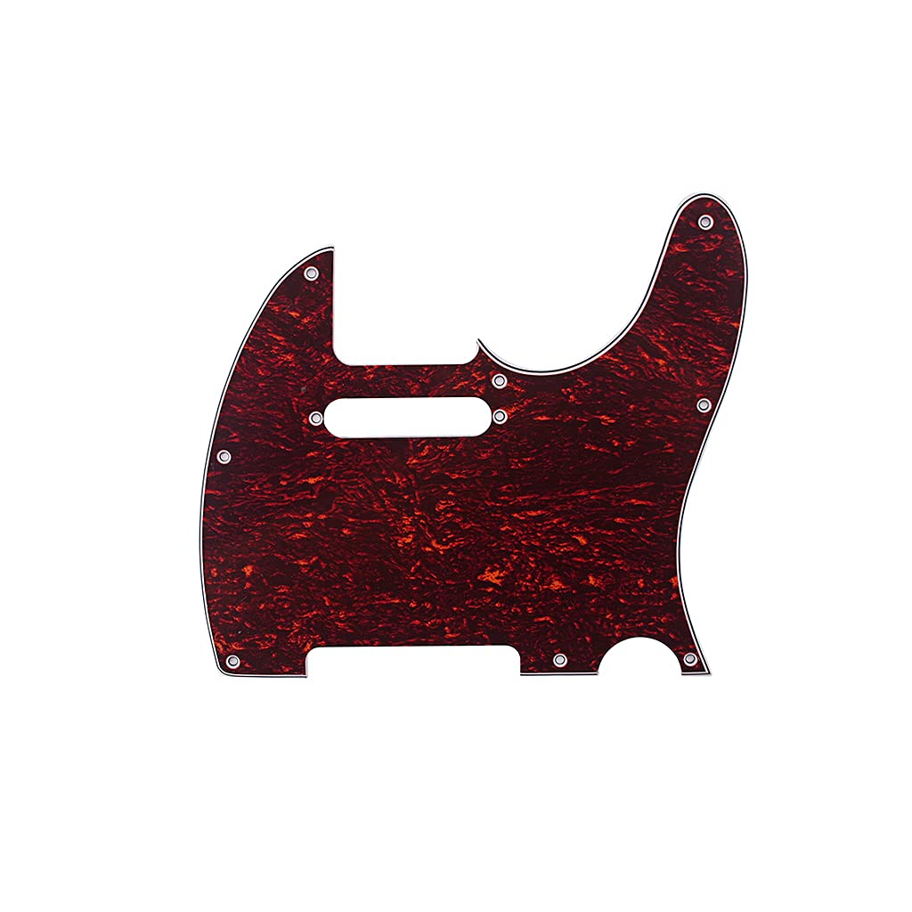Alnicov Golpeador Tele de 8 agujeros para guitarra Telecaster estándar de Estados Unidos/MX, tortuga roja de 3 capas