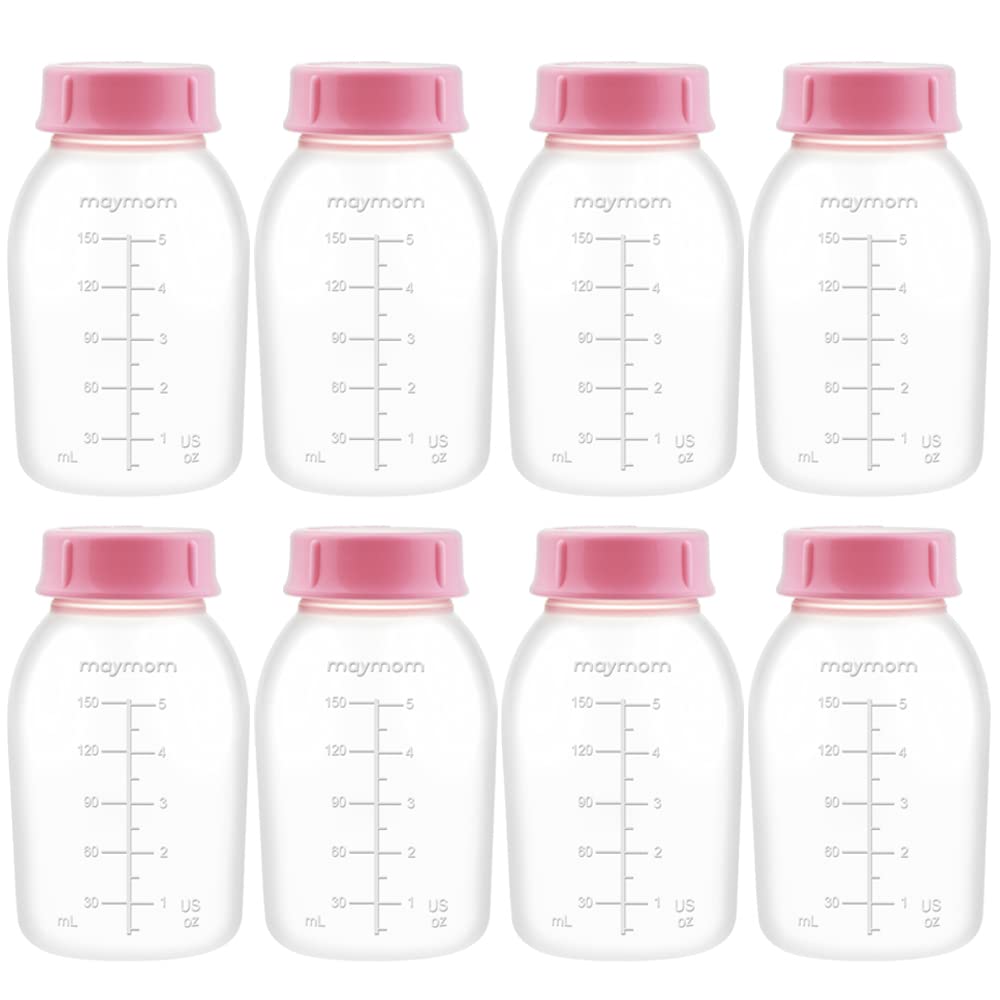 Maymom Botella para Extractor de Leche Compatible con Medela Pump in Style MaxFlow Pro Pro+, Freestyle, Swing Maxi Pump, Breastshields; Compatible con Ameda Mya Joy, Finesse y Purely Yours Pumps; 8pc/pk