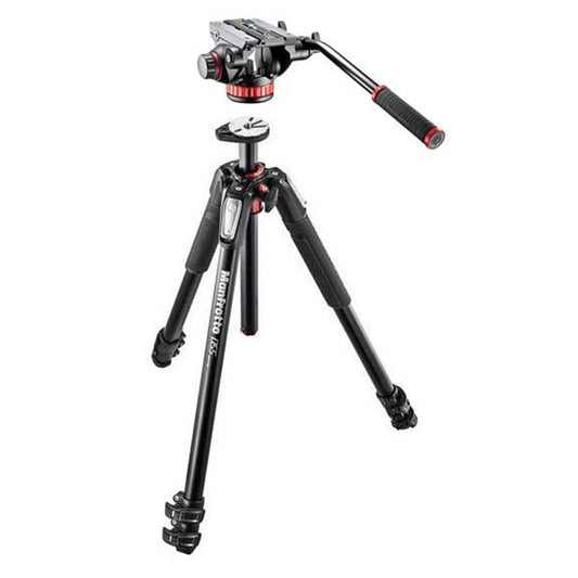 Manfrotto - Sistema de Video Fluido Profesional con Patas de Aluminio y esparcidor Medio
