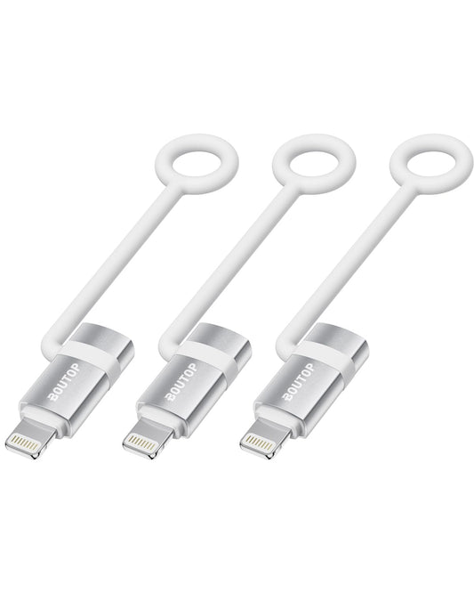 BOUTOP [Certificado MFi] Adaptador USB C a Lightning, tipo C a adaptador Lightning compatible con 36 W PD de carga rápida compatible con iPhone iPad plateado, paquete de 3
