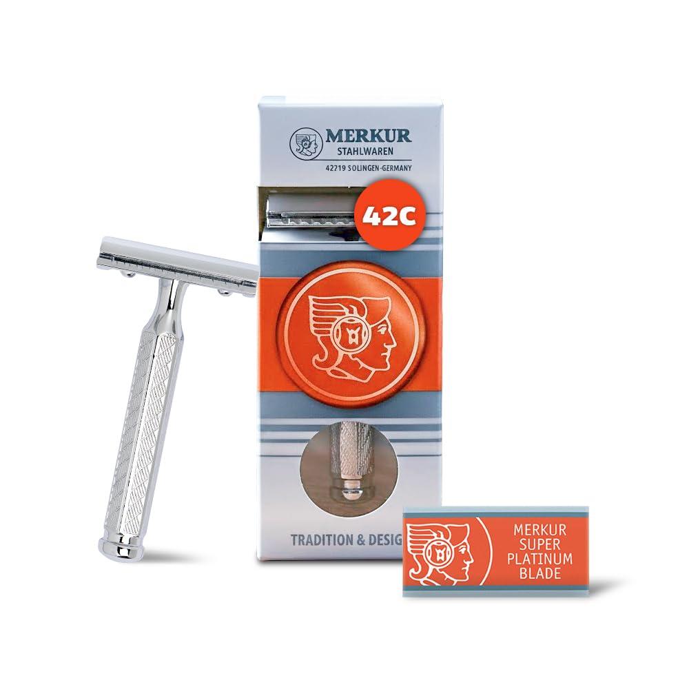 Merkur 3-Piece Double Edge Safety Razor, Chrome-Plated 42001, 0.2 Lb.