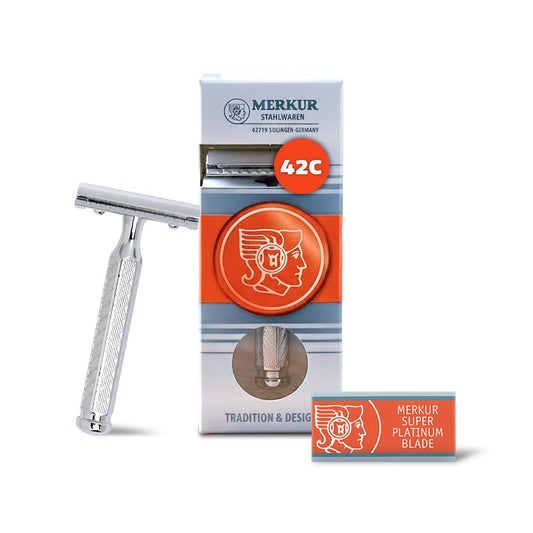 Merkur 3-Piece Double Edge Safety Razor, Chrome-Plated 42001, 0.2 Lb.