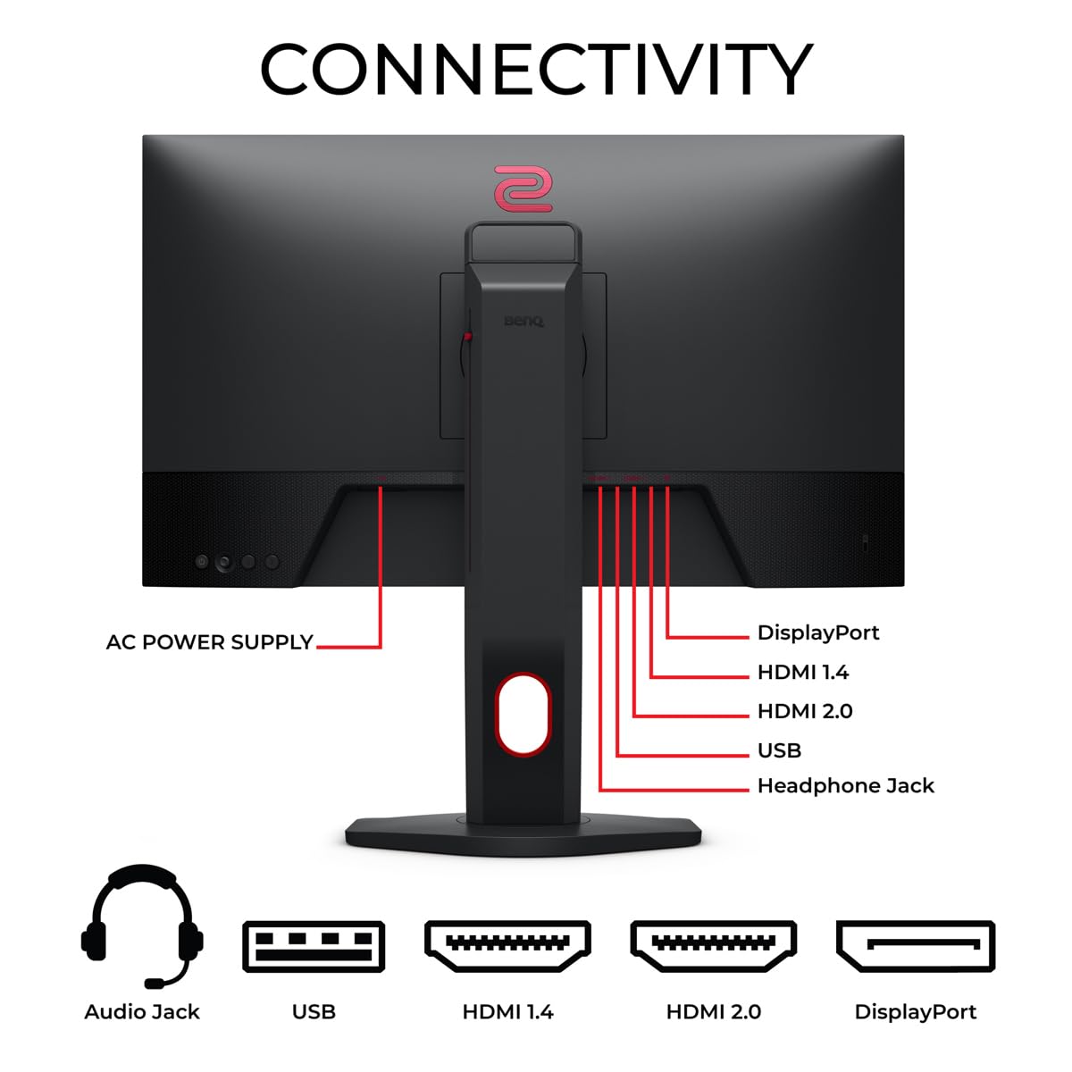 BenQ Zowie XL2411K - Monitor para juegos (24 pulgadas, 144 Hz, 1080P, base más pequeña, soporte ergonómico, ajuste XL para compartir, menú rápido personalizable, DyAc, 120 Hz, compatible para PS5 y Xbox series X