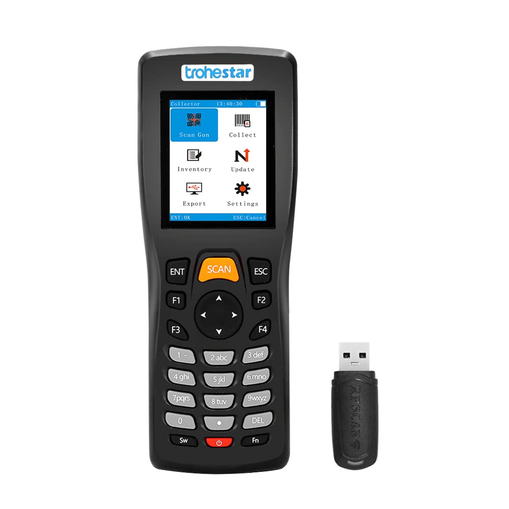 Escáner de Código de Barras Trohestar Inalámbrico con Pantalla LCD TFT a Color de 2.2 Pulgadas
