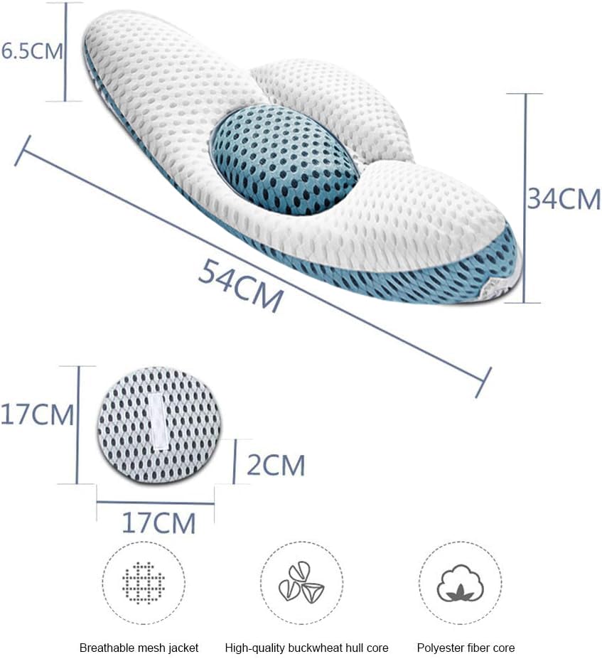 Almohada Lumbar QWTG Azul Ergonómica y Respirable para Mujeres Embarazadas y Trabajadores de Oficina