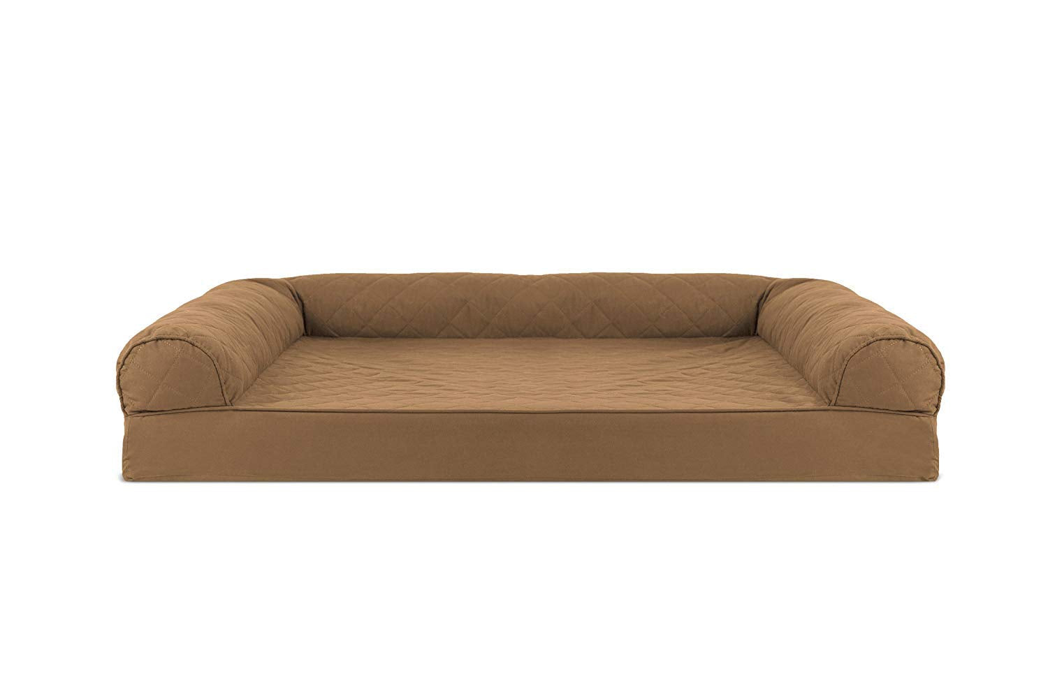 Furhaven Pet - Sofá ortopédico acolchado pequeño FurHaven para perros y gatos, rojo vino, café cálido