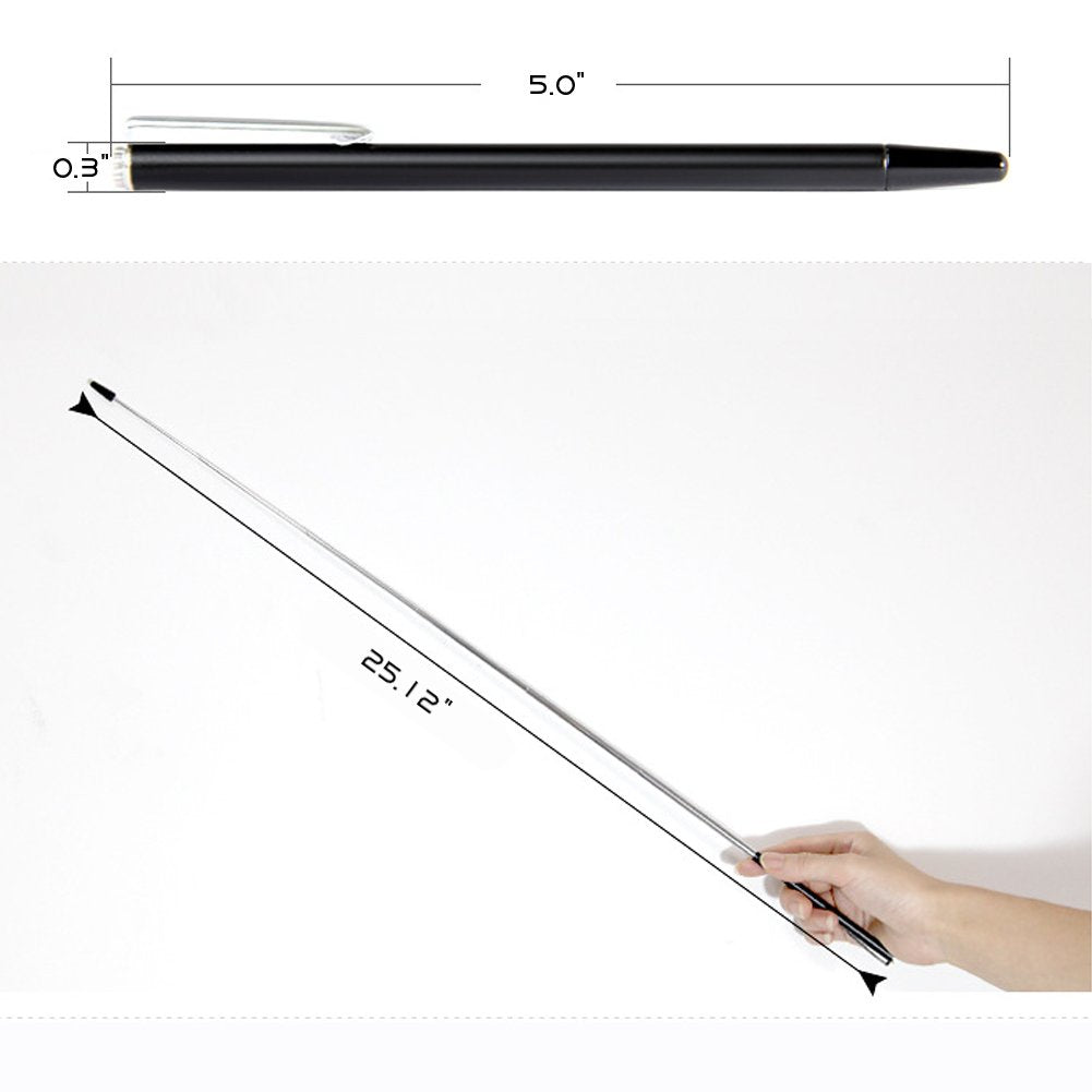 Puntero Telescópico Para Profesores de Enseñanza Negro de Metal Retráctil 25 Pulgadas (2 Piezas)