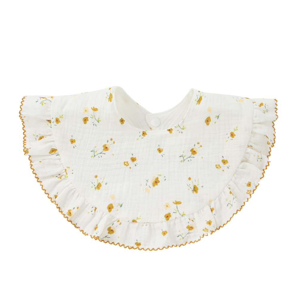 Nishine 4 baberos unisex de muselina para bebé, baberos giratorios de algodón de 360 grados, para dentición, alimentación y baberos para niño y niña, Conjunto Amarillo, One Size