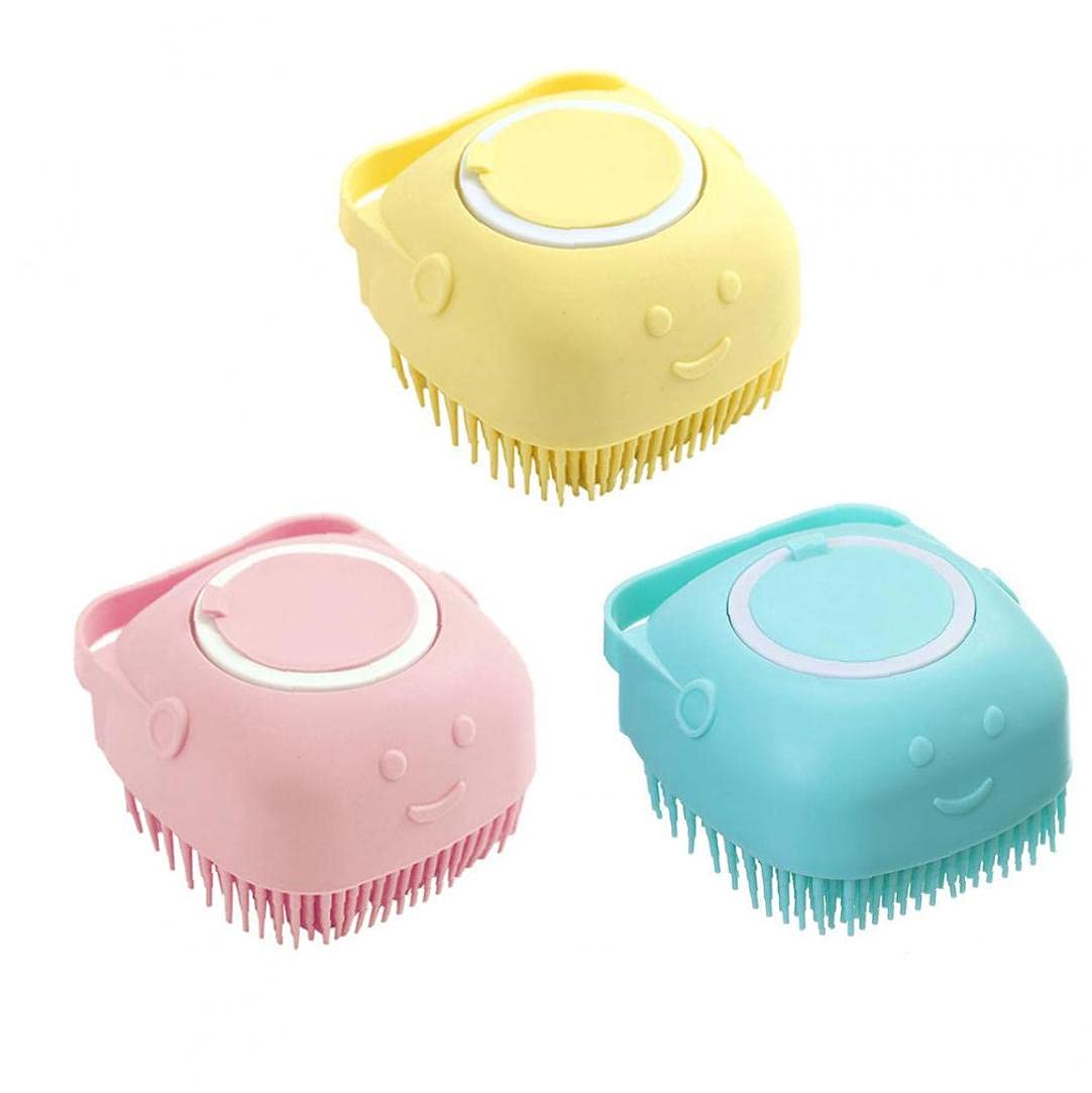 Cepillo de baño de mascotas Silicone Shampoo Masaje Dispensador Cepillo para gato perro rosa