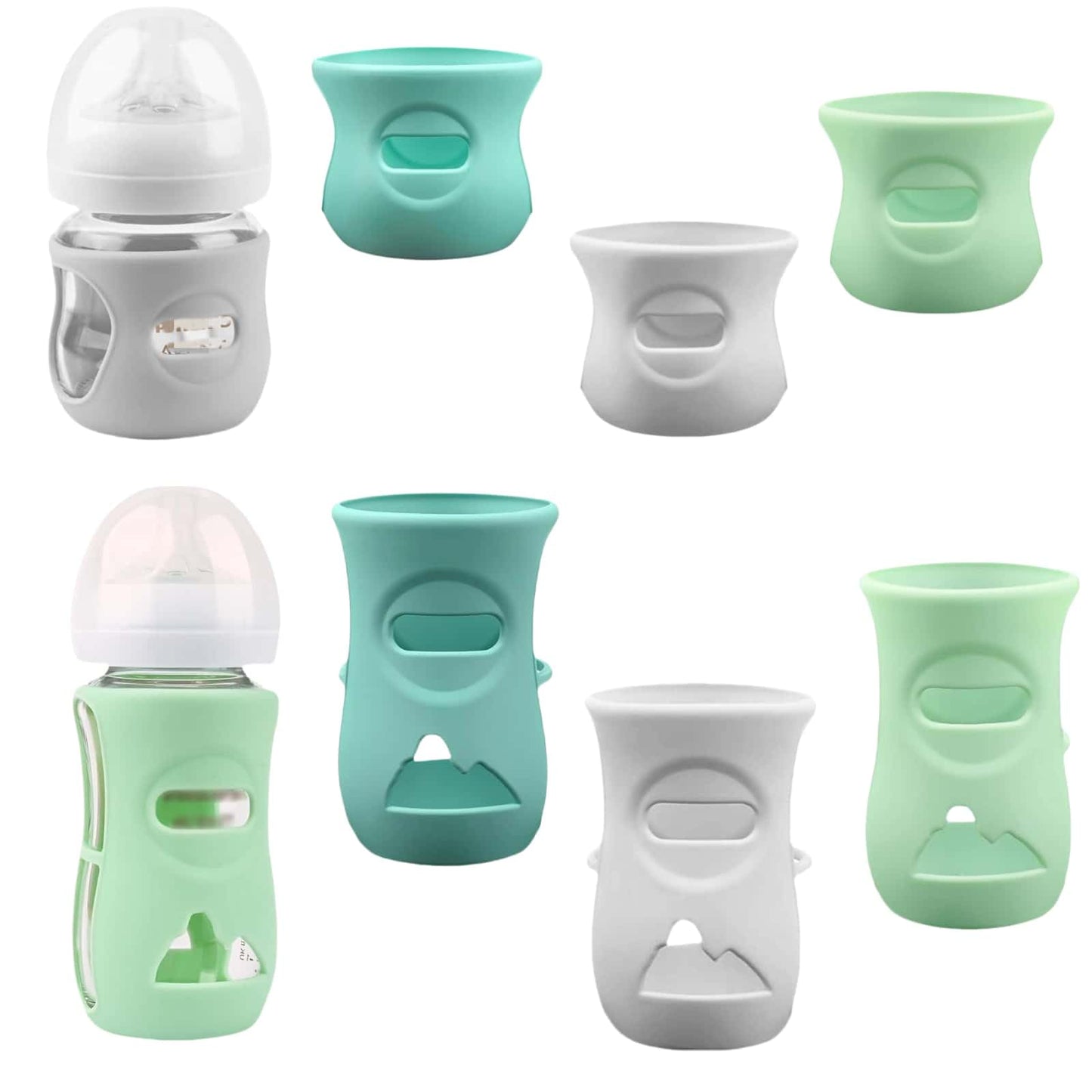 Fundas de silicona para biberón de vidrio natural Avent, paquete de 6 botellas, fundas de botella a prueba de roturas, soporte antiflujo, compatible con biberón de 4 onzas y 8 onzas, sin BPA