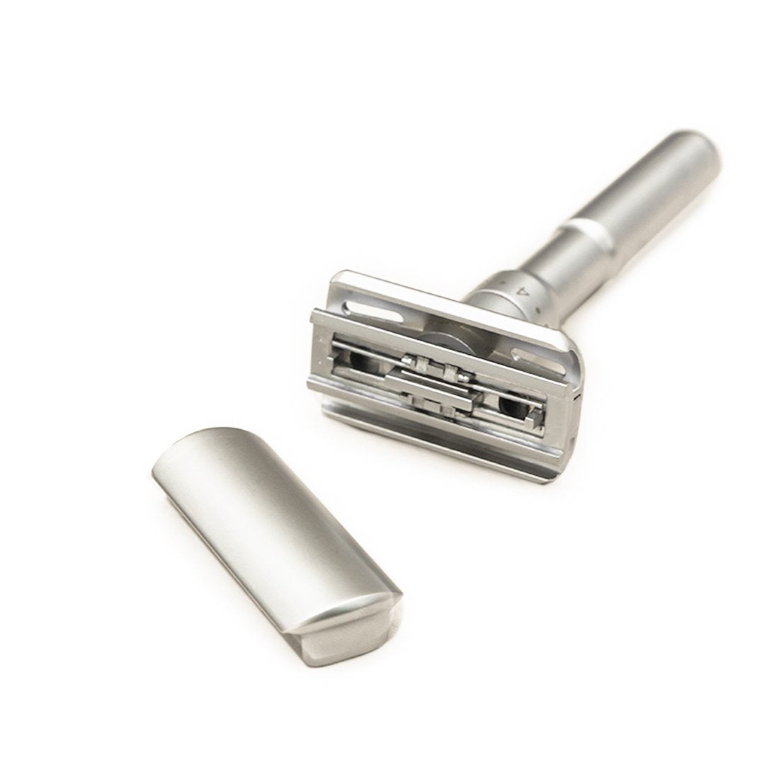 Safety Shaving Razor Set, River Lake RZ700 Long Handle Stainless Adjustable Double Edge Classic Safety Shaver Razor (1 Razor, 1 Stand, 1 Leather Protective Sleeve & 10pcs DORCO blades)