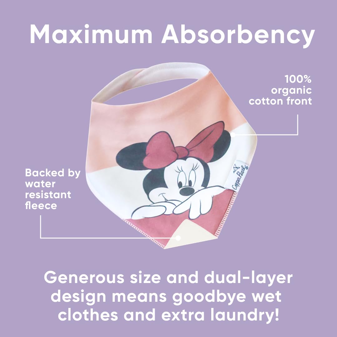 Baberos de bebé con perlas, de cobre, para baberos y dentición, paquete de 4 unidades, regalo Minnie Mouse