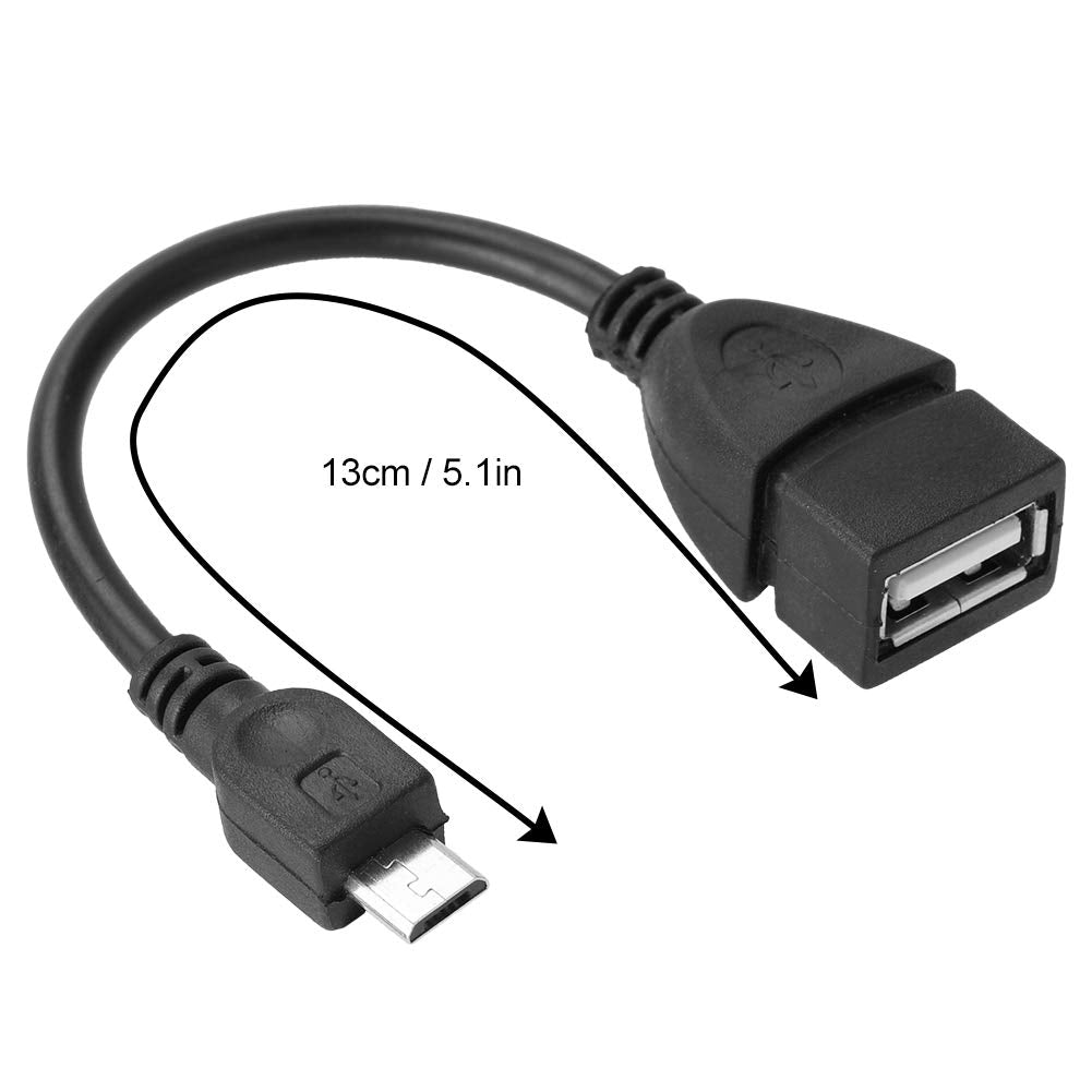 Cable Adaptador OTG Android ASHATA Negro Interfaz Micro USB a USB Hembra