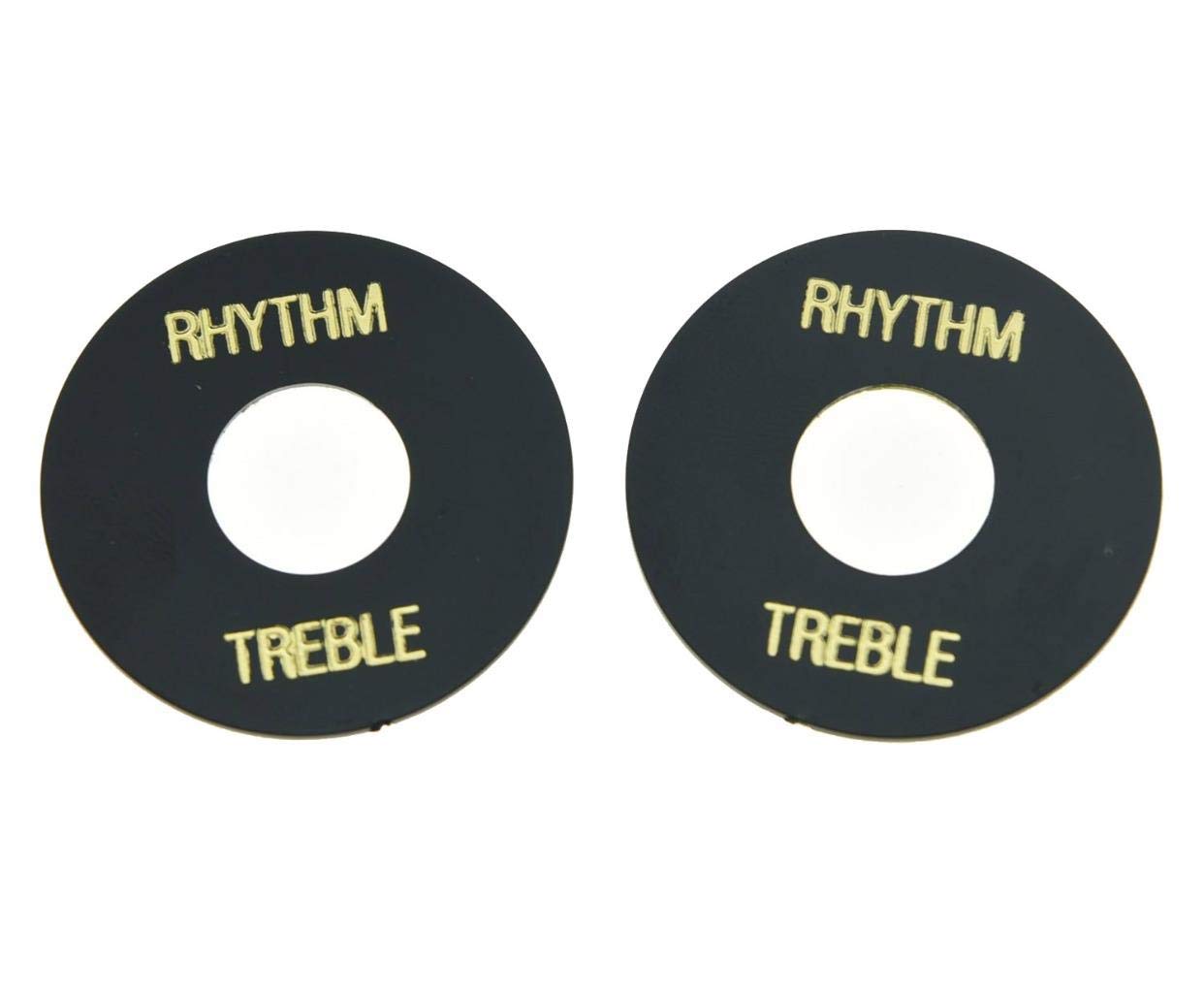 KAISH 2 piezas de color negro con letra dorada LP interruptor de palanca de guitarra placa de arandela de ritmo agudos para Les Paul