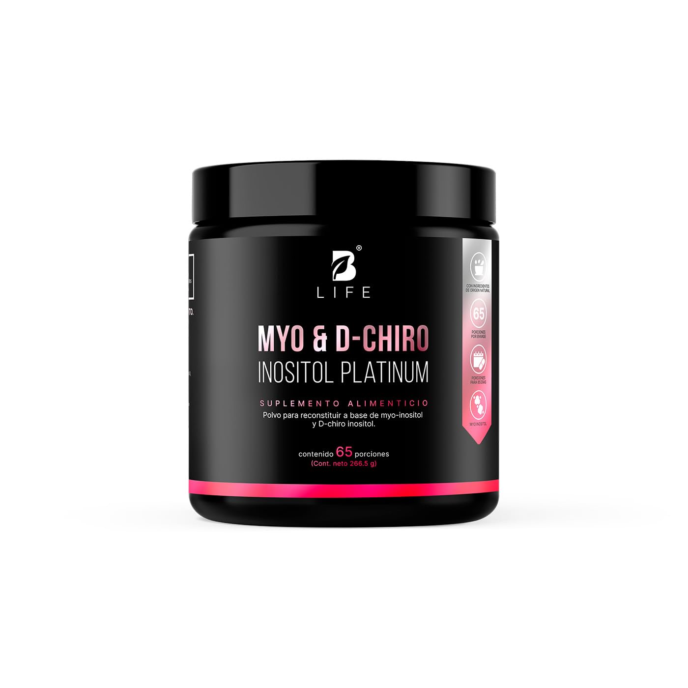 B Life Myo y D-Chiro Inositol | 65 Porciones | Mezcla de 40:1 | Myo & D-Chiro Inositol Platinum 266.5 Gramos.