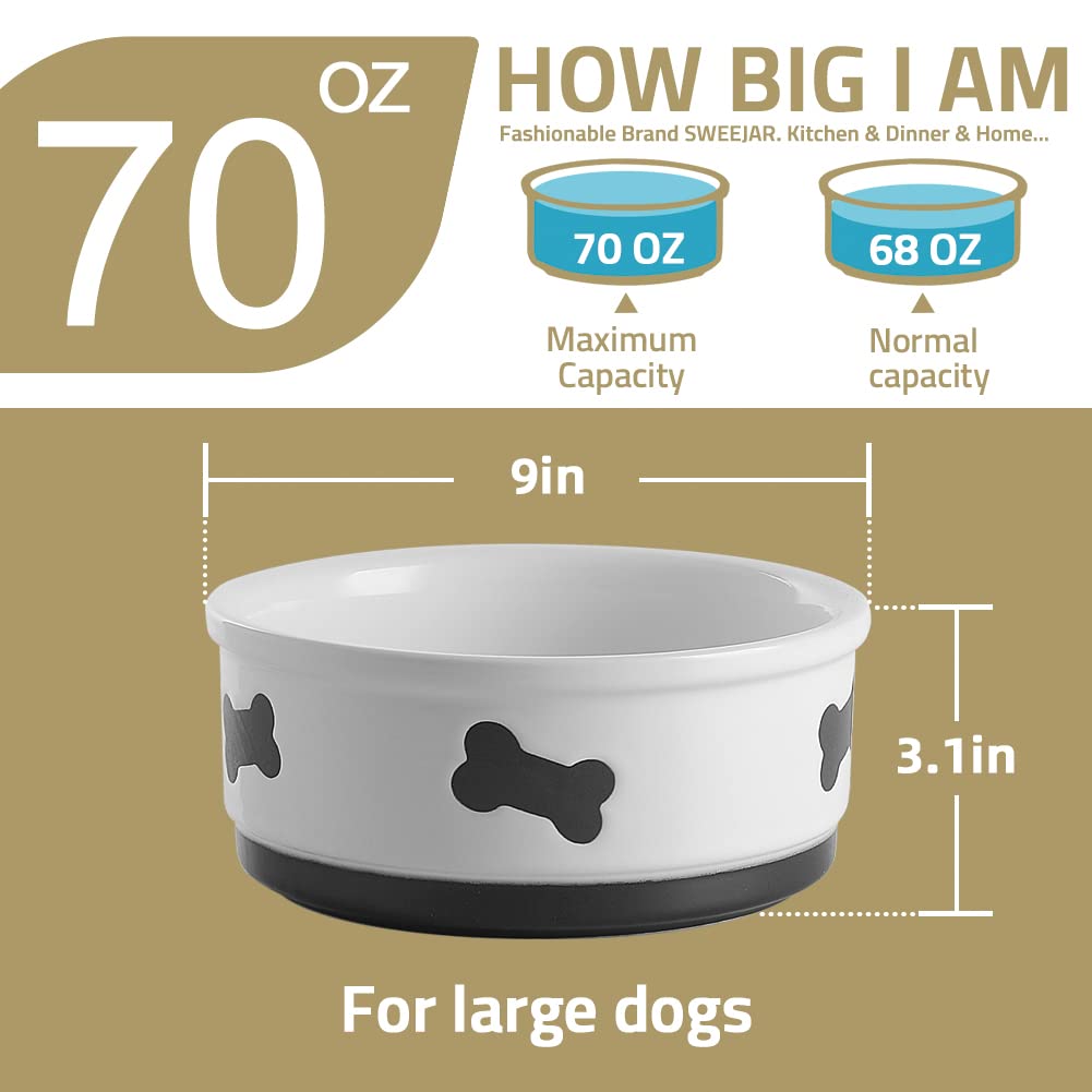 Cuencos De Cerámica SWEEJAR Turquesa con Patrón De Hueso para Perros Grandes 70 Onzas Líquidas