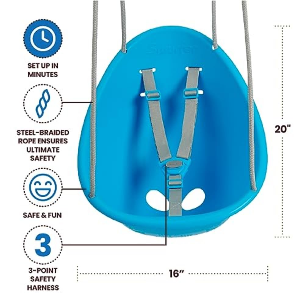 Columpio Swurfer Coconut Blanco con Cuerda sin Ampollas y Arnés de Seguridad para Bebés y Niños Pequeños