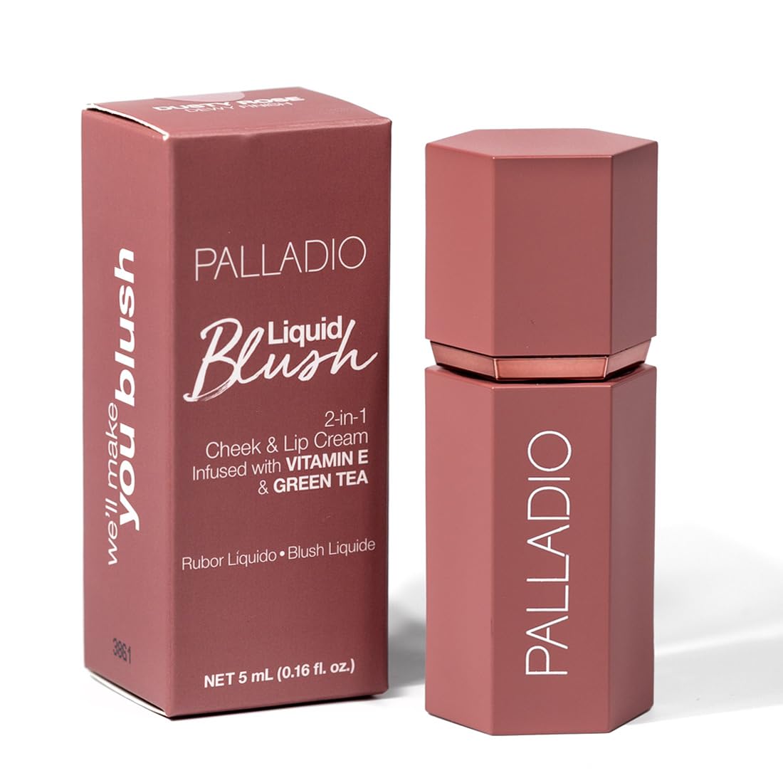 Palladio Rubor Líquido para Mejillas y Labios 2 en 1 Maquillaje, Rubor Facial, Fórmula Liviana en Crema, Resistente a Manchas, Rubor Pigmentado de Larga Duración, Acabado Radiante, Dusty Rose