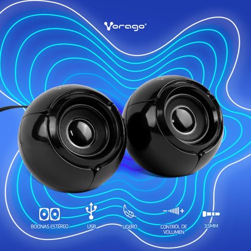 Vorago Bocinas SPK-105 2.0 para computadora, Altavoces pasivos 6W, Entrada USB alimentacion y 3.5 mm Audio