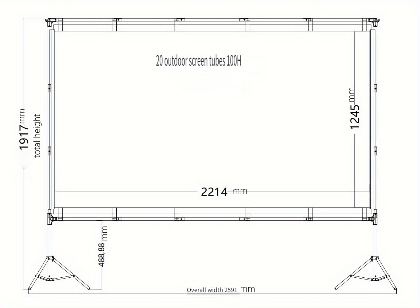 YILINKERS - visualización de proyector de 100 pulgadas con soporte, visualización de cine portátil para interiores y exteriores, visualización de proyección frontal doble 4K HD 16:9 para patio trasero