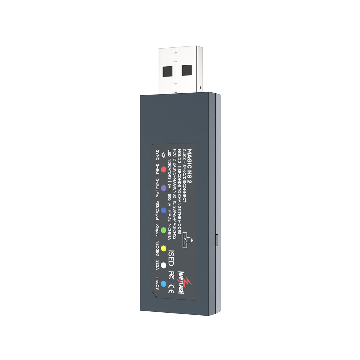 Adaptador USB inalámbrico MAYFLASH Magic NS 2 Bluetooth Negro Compatible para Switch, Windows y más dispositivos