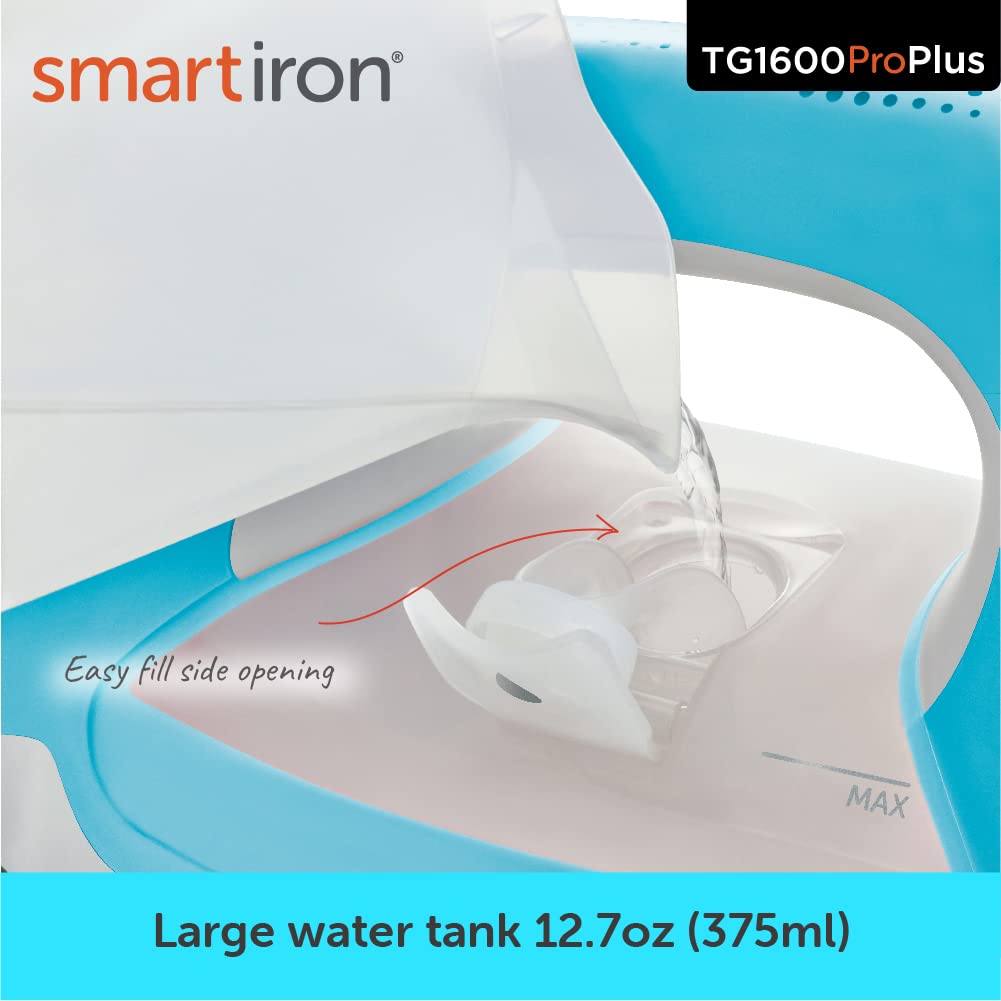 Plancha de Vapor Oliso TG1600 Pro Plus Turquesa con Elevación Automática y Suela de Cerámica de Diamante para Ropa y Costura