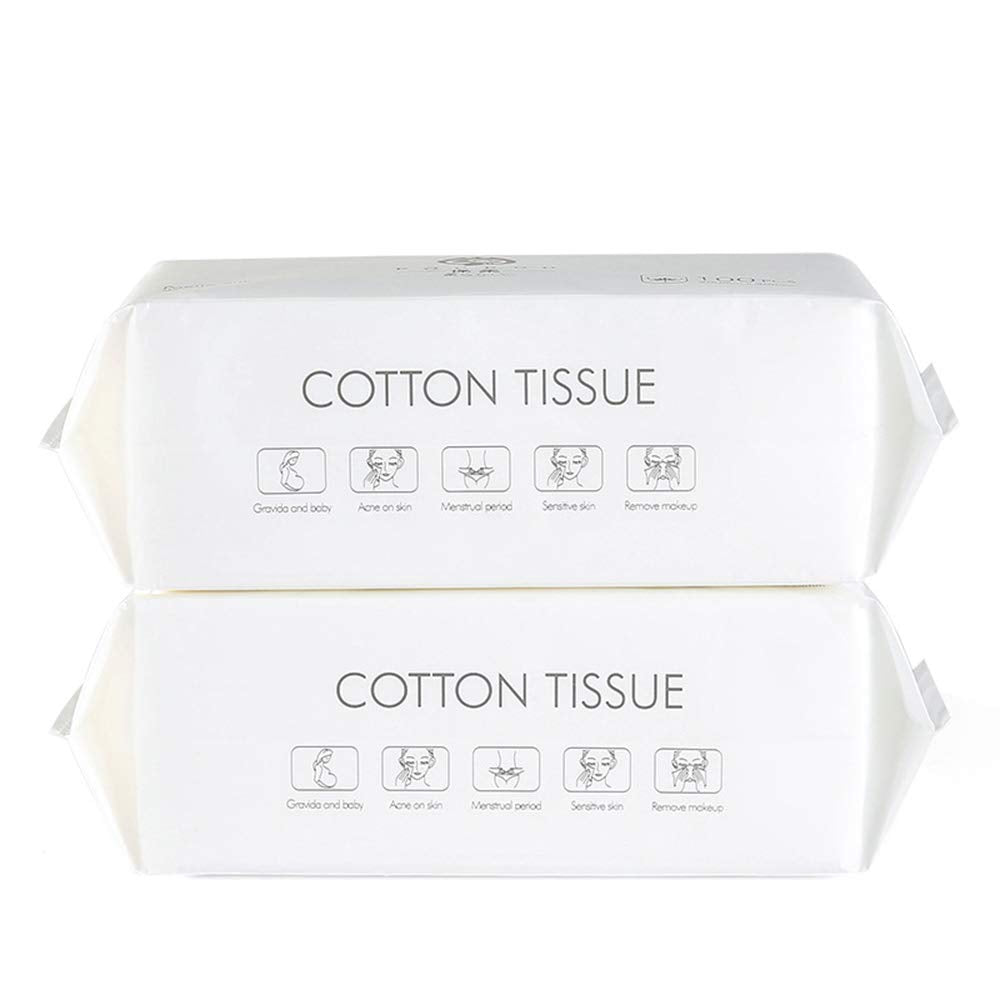 FUSHANG 50/100 Unids Desechable Toalla Facial, Fibra de Algodón Limpiador Facial Desmaquillador Algodón (200PCS/2PACK)
