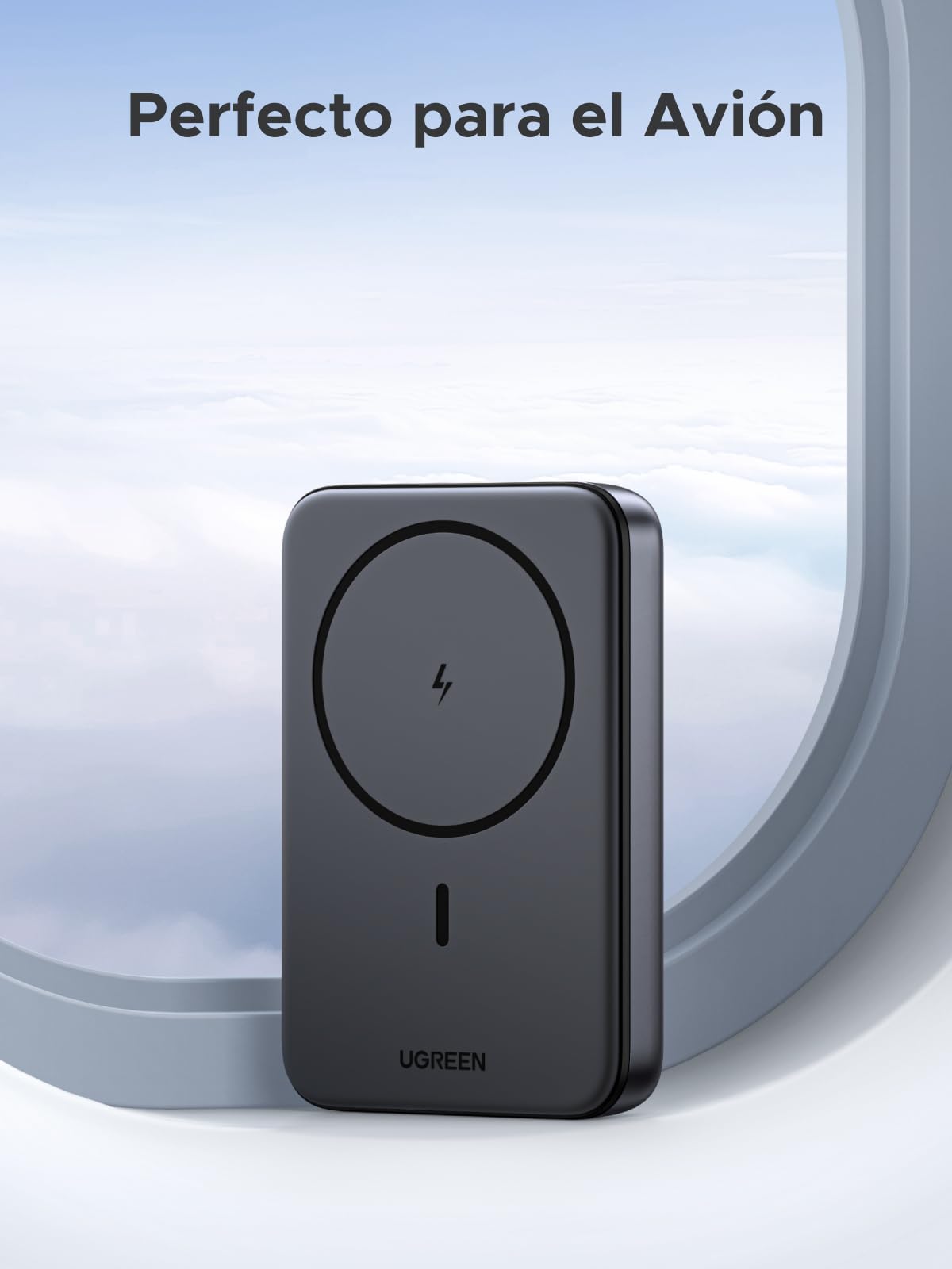 Batería Externa UGREEN Negro 10000mAh con Carga Rápida Inalámbrica PD 20W Magnética USB C Compatible para iPhone, Galaxy, Xiaomi, iPad, LG