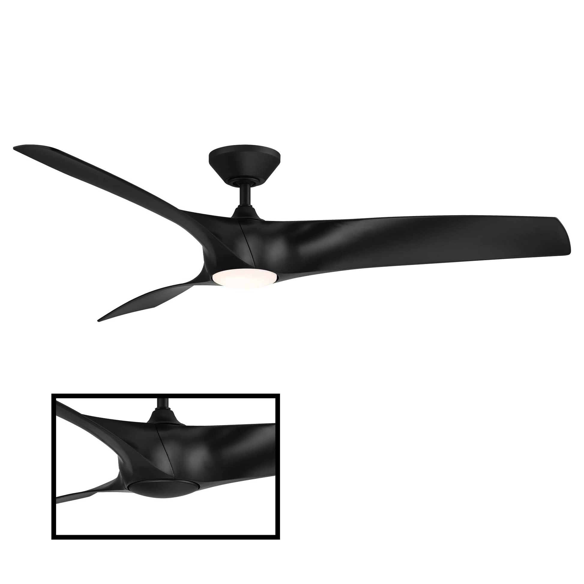 Ventilador de Techo Zephyr Negro Mate con Luz LED y Control Remoto Inteligente para Interiores y Exteriores