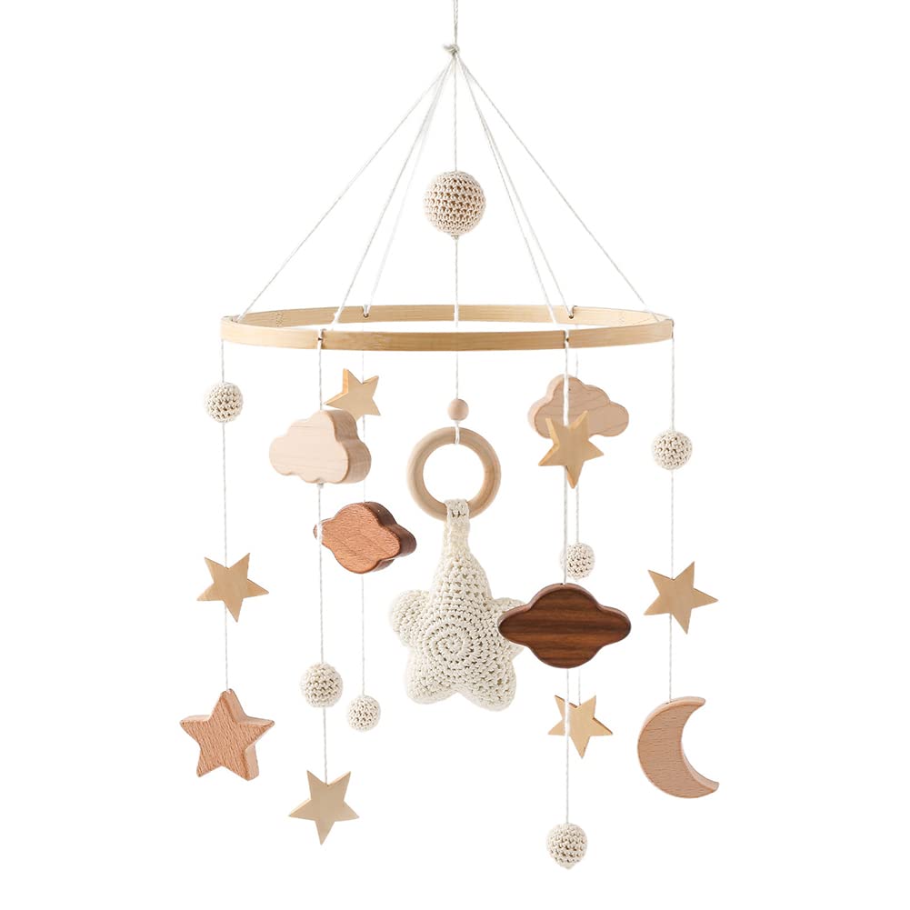 Lindo móvil para cuna con brazo móvil para cuna y caja de música para cuna de bebé, soporte móvil para cuna – Móvil neutro para decoración de guardería, móvil colgante móvil para decoración del hogar